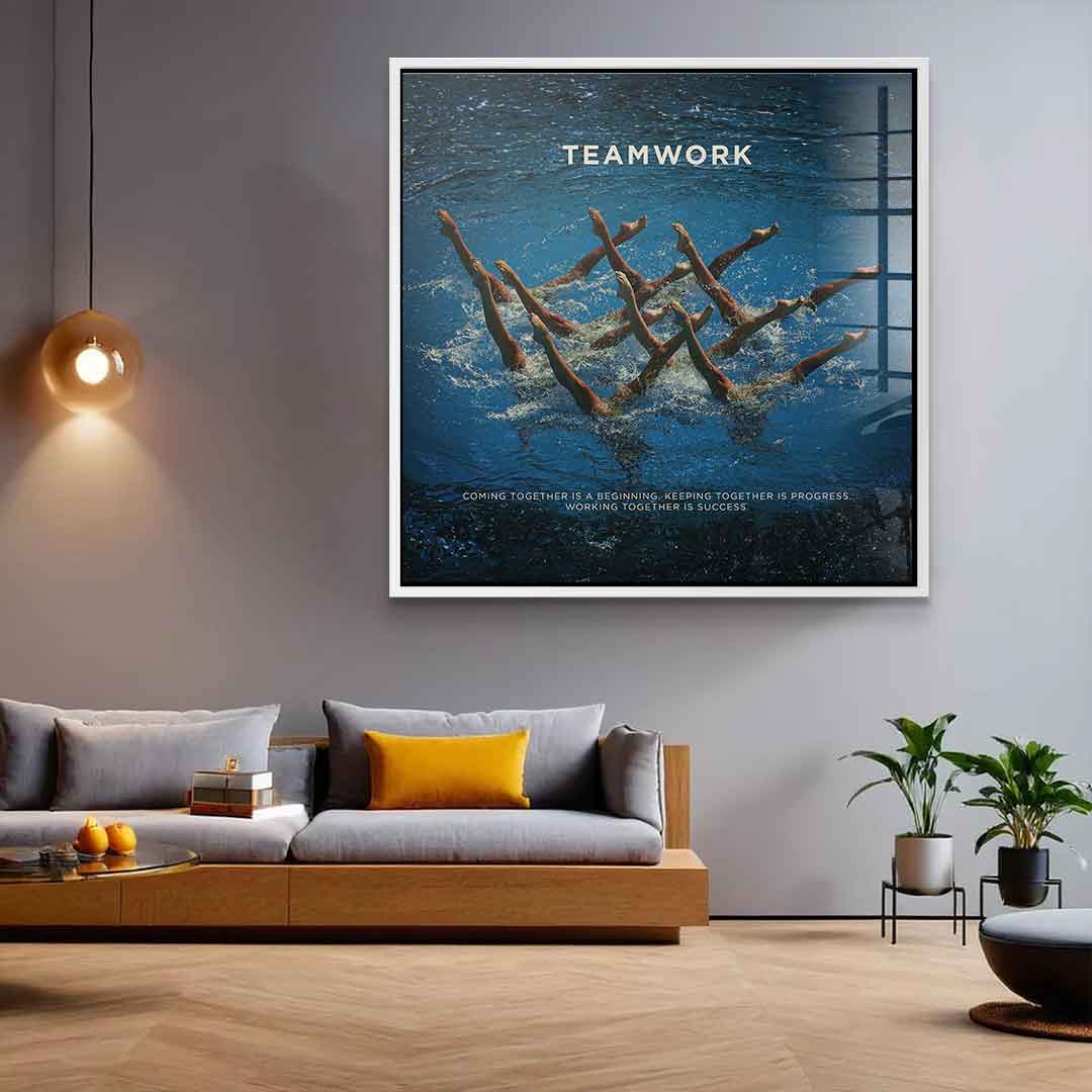 Teamwork #Swimming - Square Edition - Acrylic Glass