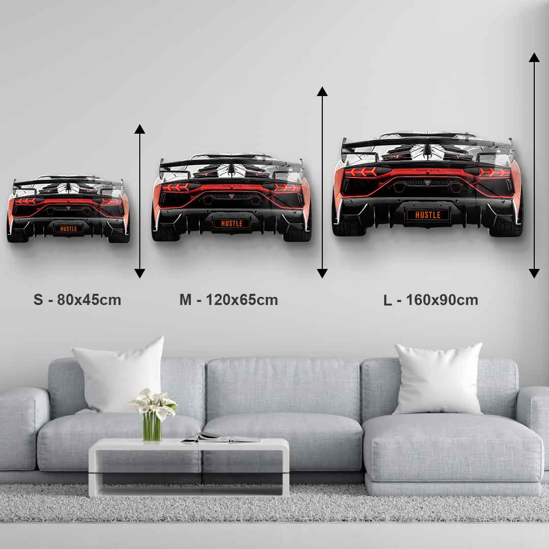 Wandskulptur Lambo Backside - Acrylglas