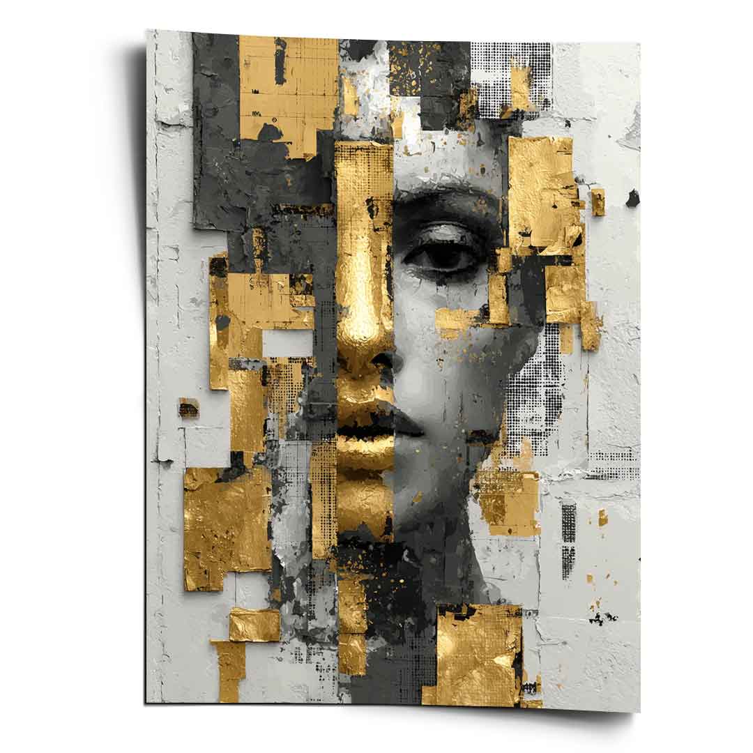 Gold White Half Face - Poster