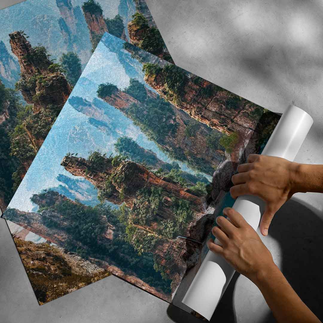 Sea in Hills - Poster