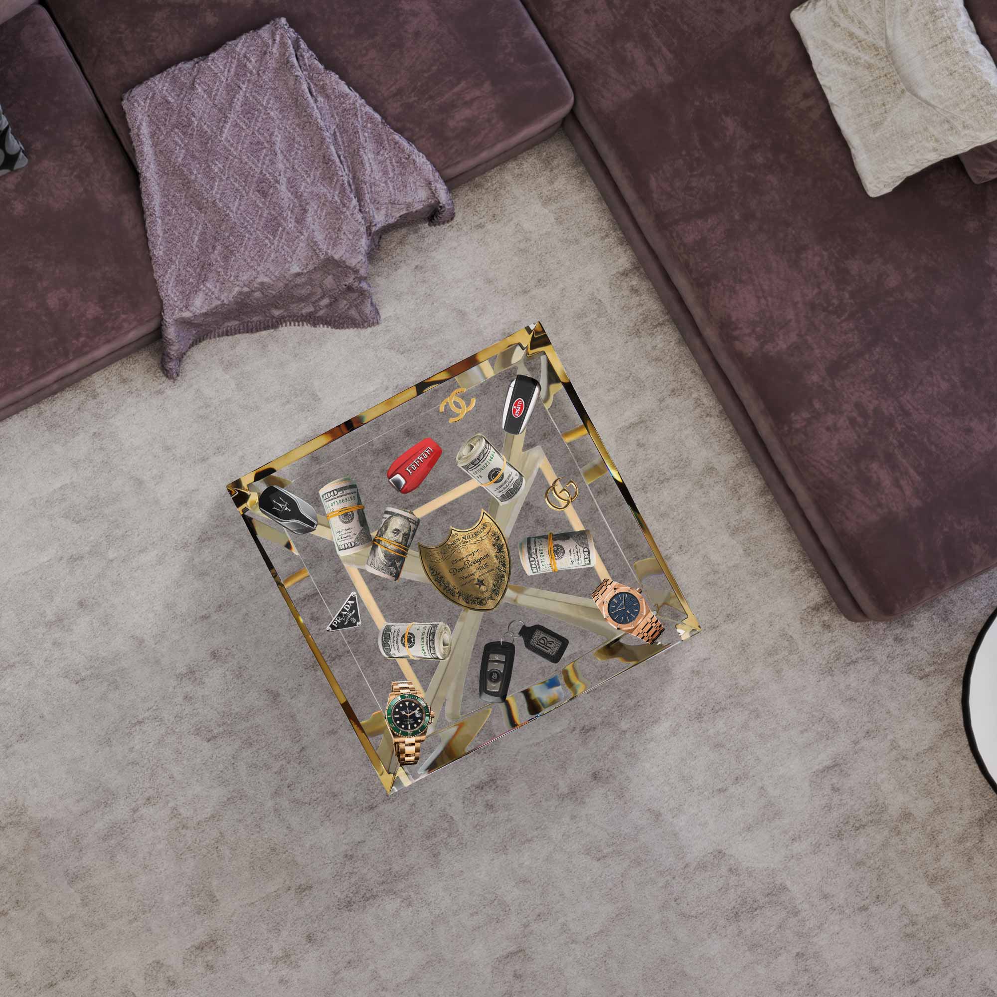 Save Water Drink Champagne Epoxid Tisch