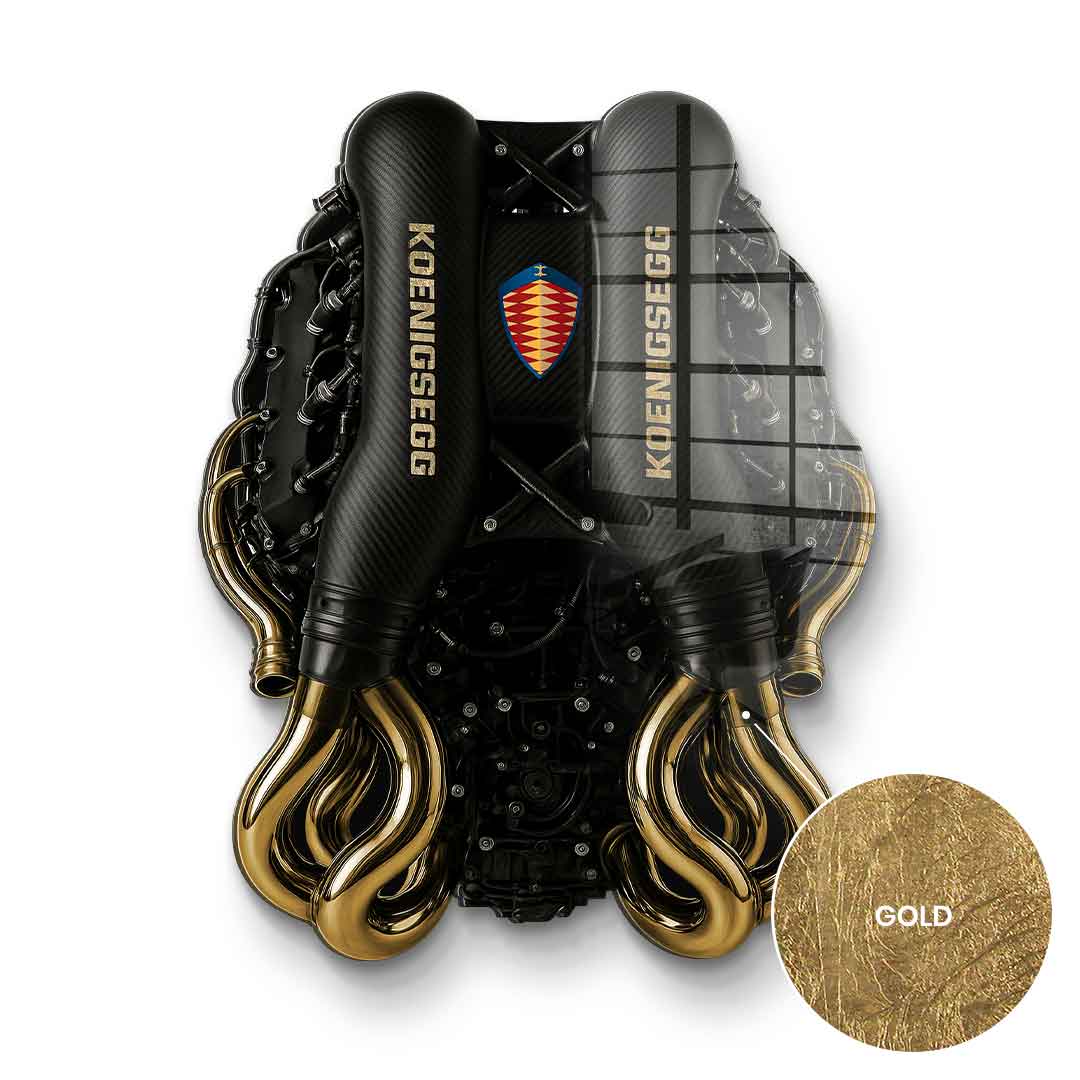 Wandskulptur Koenigsegg Engine - Blattgold