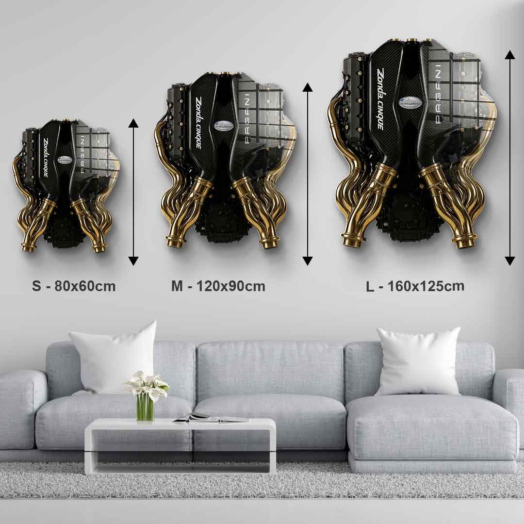 Wandskulptur Pagani Engine - Blattgold
