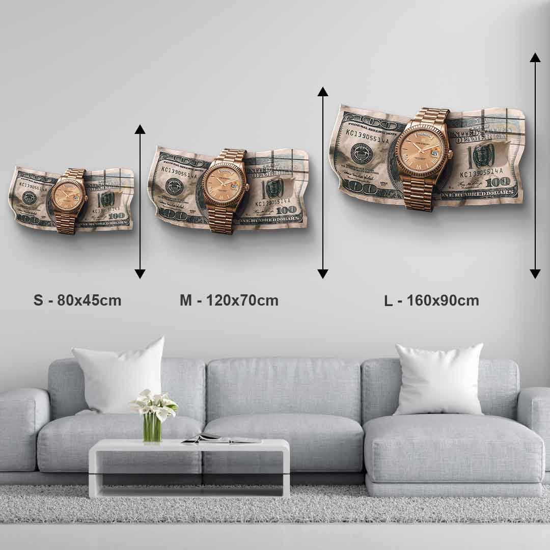 Wandskulptur Time is Money - Acrylglas