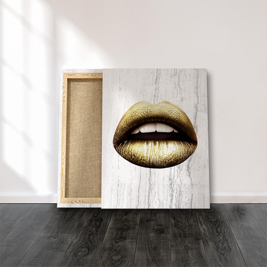 Wandbild Lippen lips lippen x White u Gold