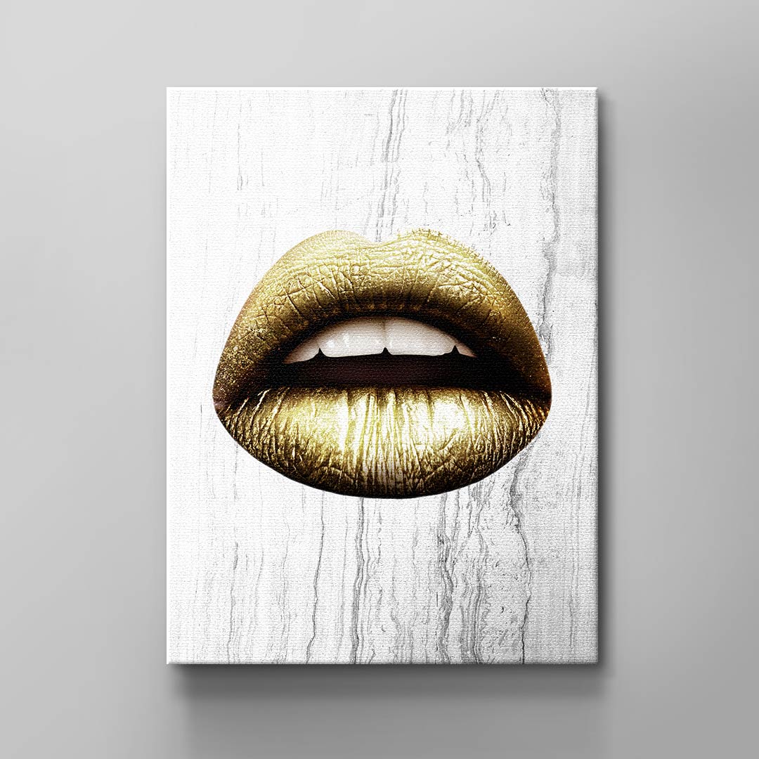 Wandbild Lippen lips lippen x White u Gold